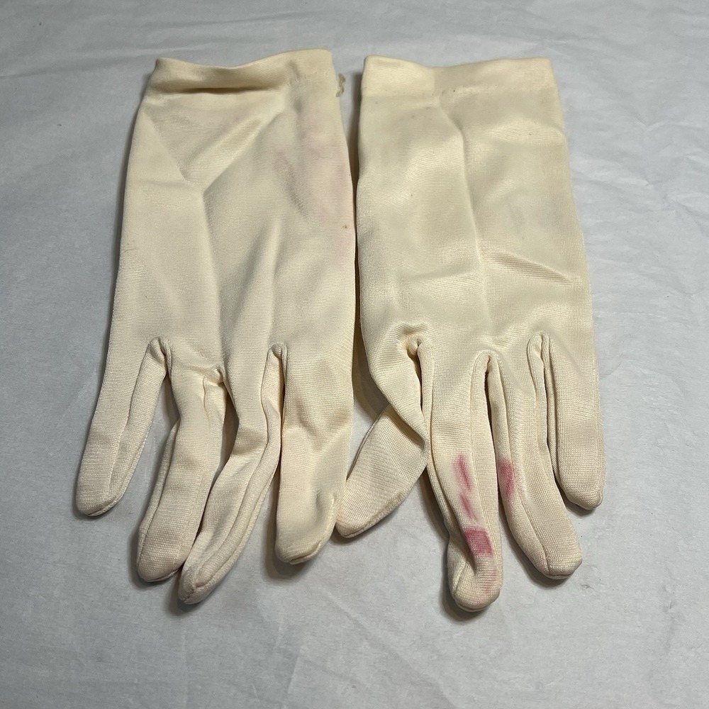 Vintage Ladies Beige Gloves Costume Dance White Dye Any Color